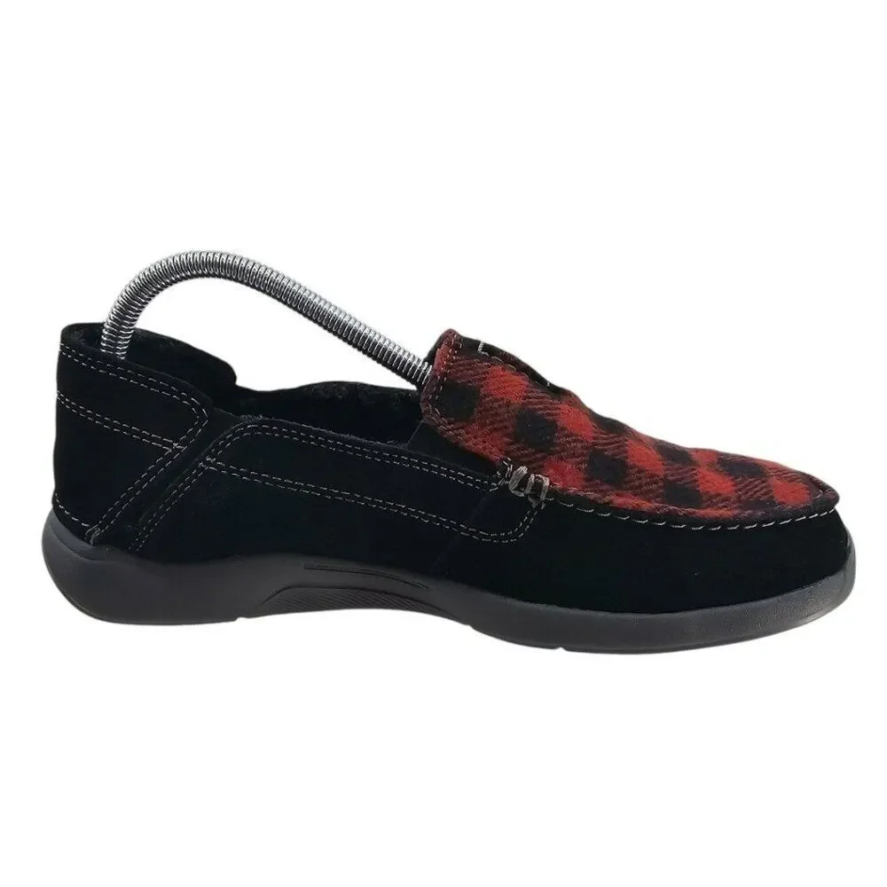 Clarks Mens 7.5  Gorwin Step Sneakers in Black Suede Buffalo Plaid NWT